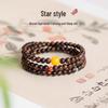 Celebrity Style Agarwood & Natural Amber Emotion Stabilizing Bracelet, Three-Circle Stacked Design.