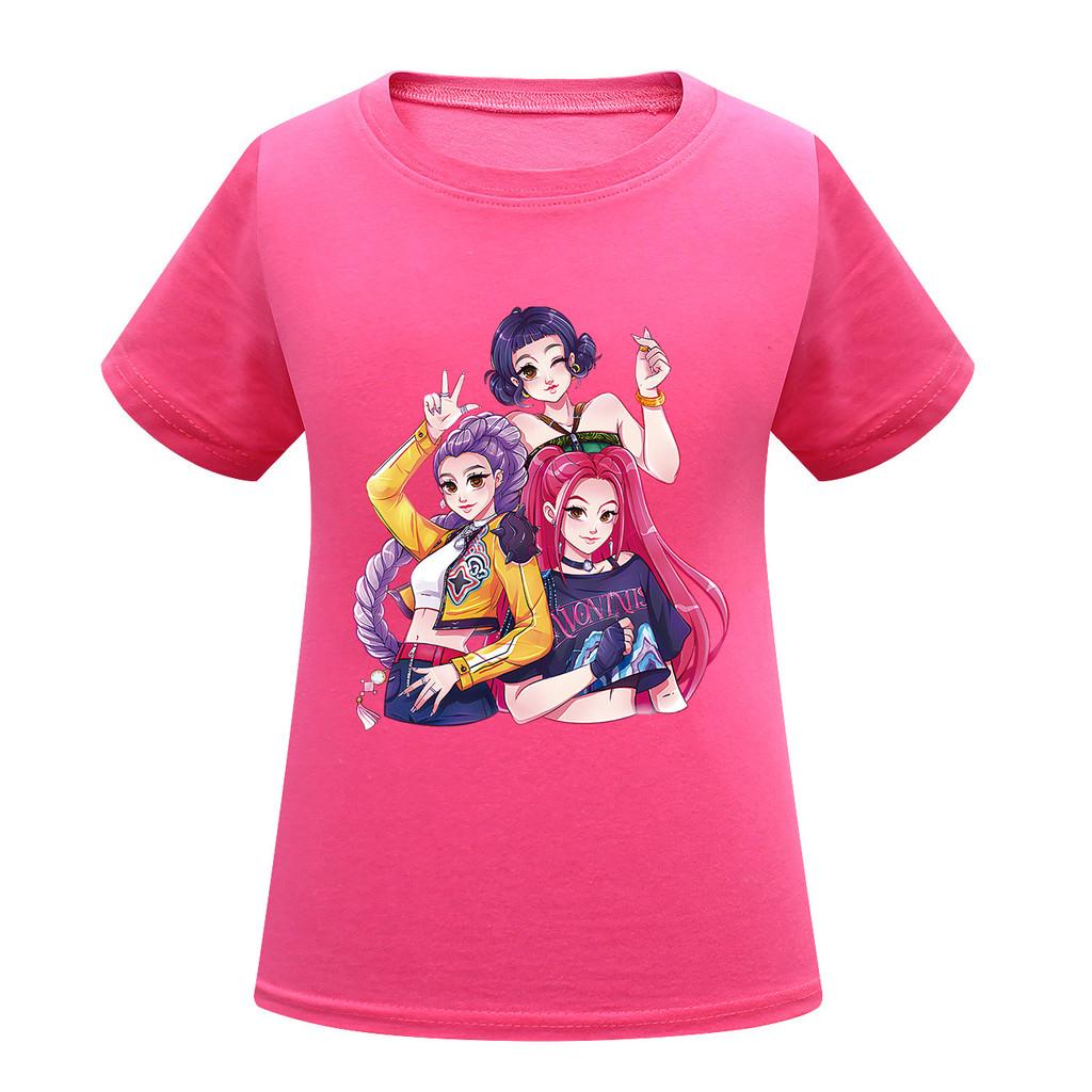 Kids Girls Anime Cartoon K-POP Rumi Zoey Mira Printed Casual Short Sleeves T-Shirt Top