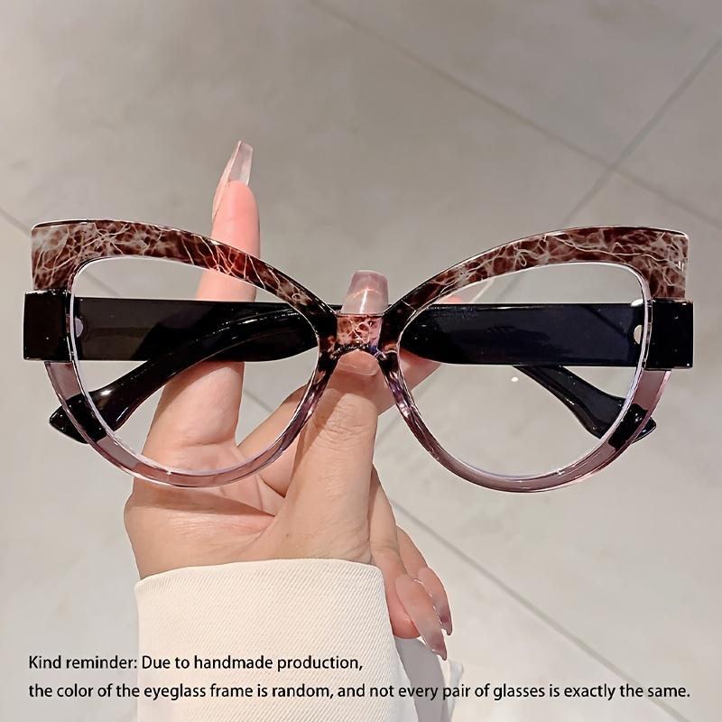Большие очки «кошачий глаз» Stylis Color Blocking Design Green Glasse Chic Leopard Print Eyeglasses Fashion Line Adorn Gradient