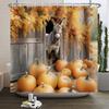 Autumn Forest Maple Shower Curtain Natural Jungle Leaves Pumpkin Fall Bathroom Shower Curtain Waterproof Shower Curtain Decor
