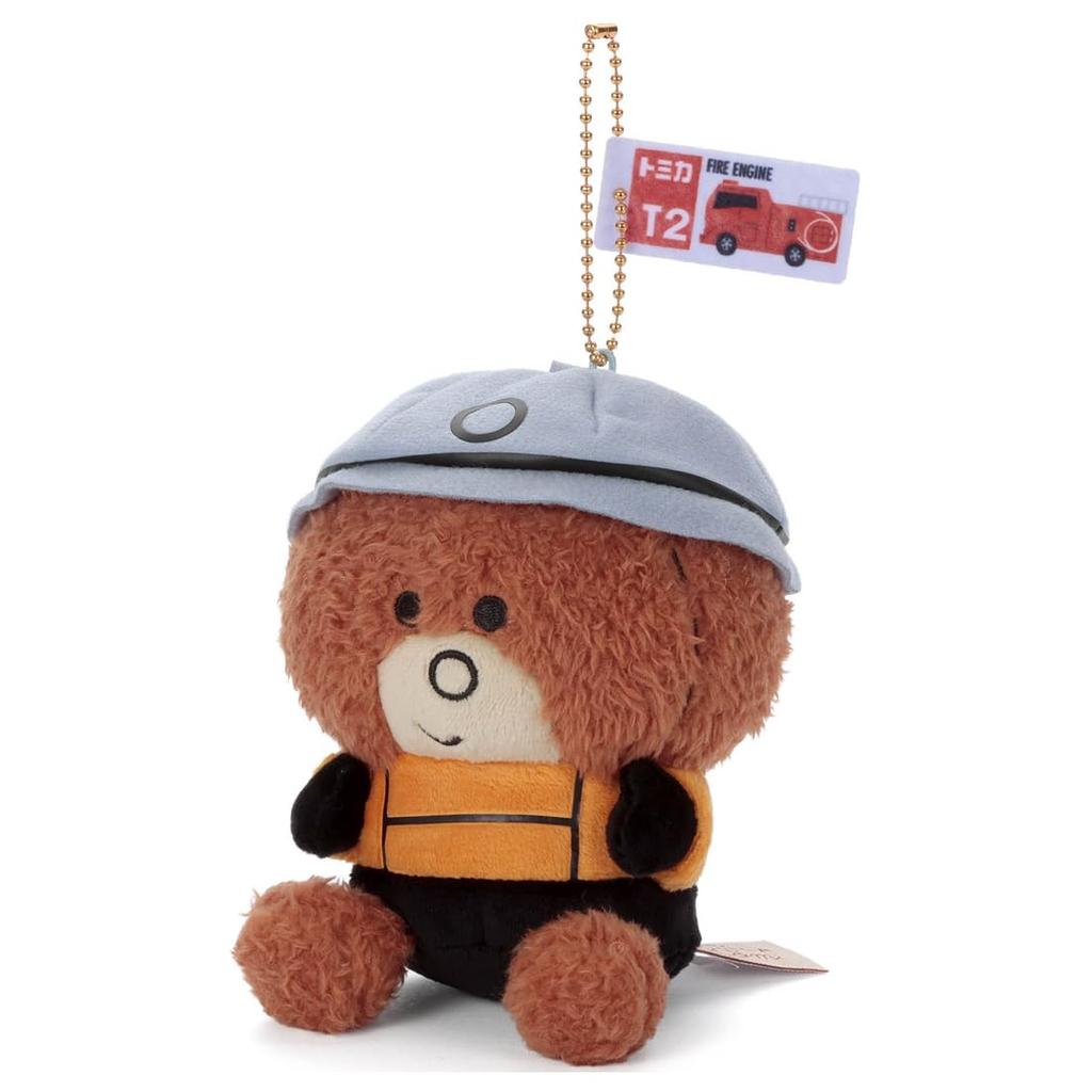 Takara Tomy Arts Tomica and Tom Ball Chain Mascot Tom (Firefighter) Plush Toy, Approximately 14cm Tall
