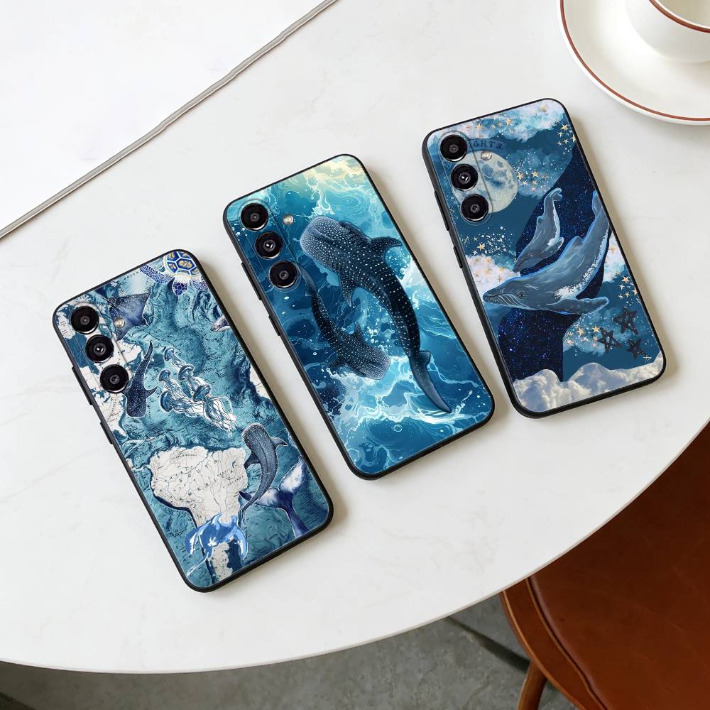 Чехол для телефона-пазла M-Marine Whale для Samsung Galaxy A91, 80, 73, 72, 71, 53, 52, 32, 31, 22, 21s, 20, Мягкий черный чехол
