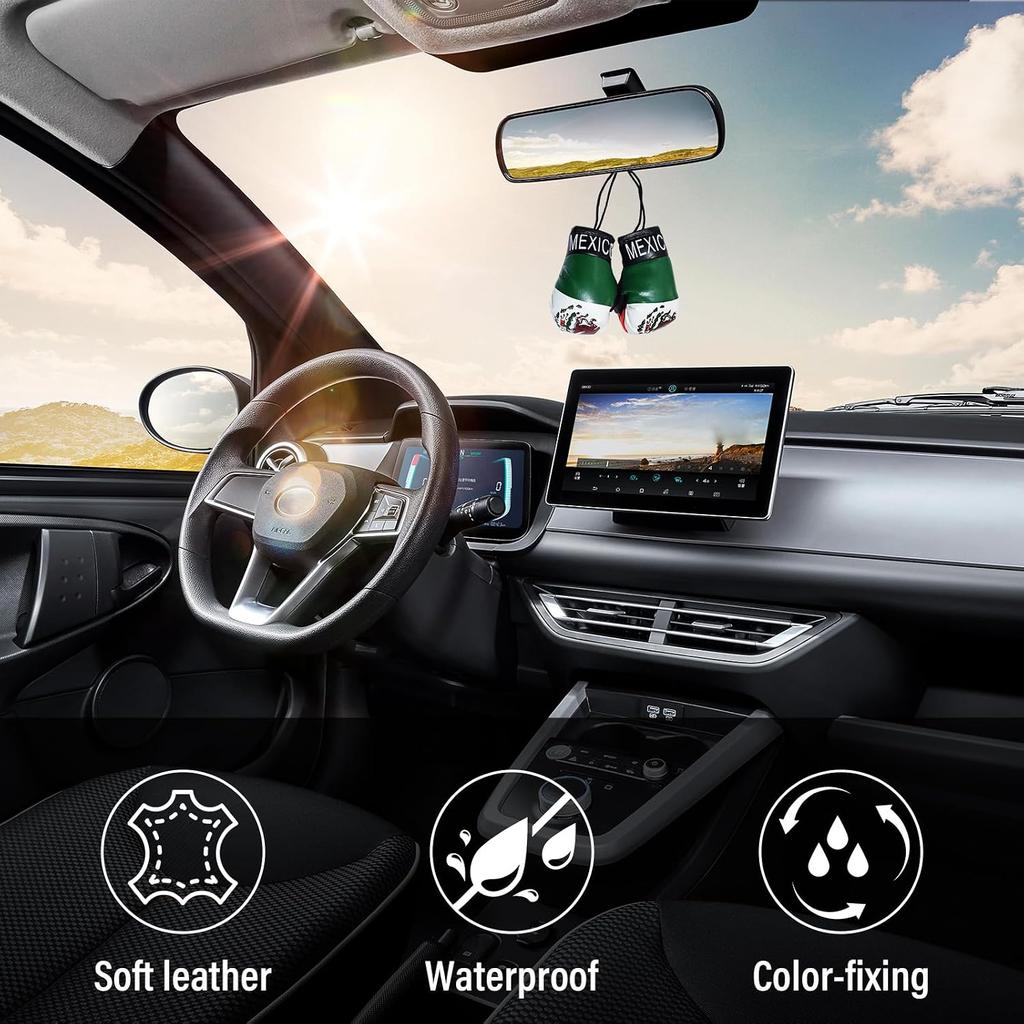 Kewucn 1 Pair Mini Boxing Gloves for Car Mirror, Miniature Punching Gloves Christmas Ornament, Hanging Decoration or Souvenir Display for Home & Car