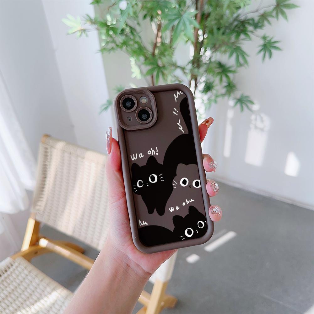 Милый чехол с рисунком котенка из мягкого ТПУ для iPhone 17 Air 16 15 14 Pro Max Plus 13 12 Mini 8 7 X Xs Задняя крышка