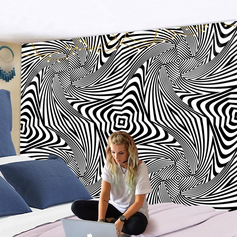 Психоделический головокружительный узор, гобелен на стене, 3D печать, хиппи, колдовство, мандала, домашний декор