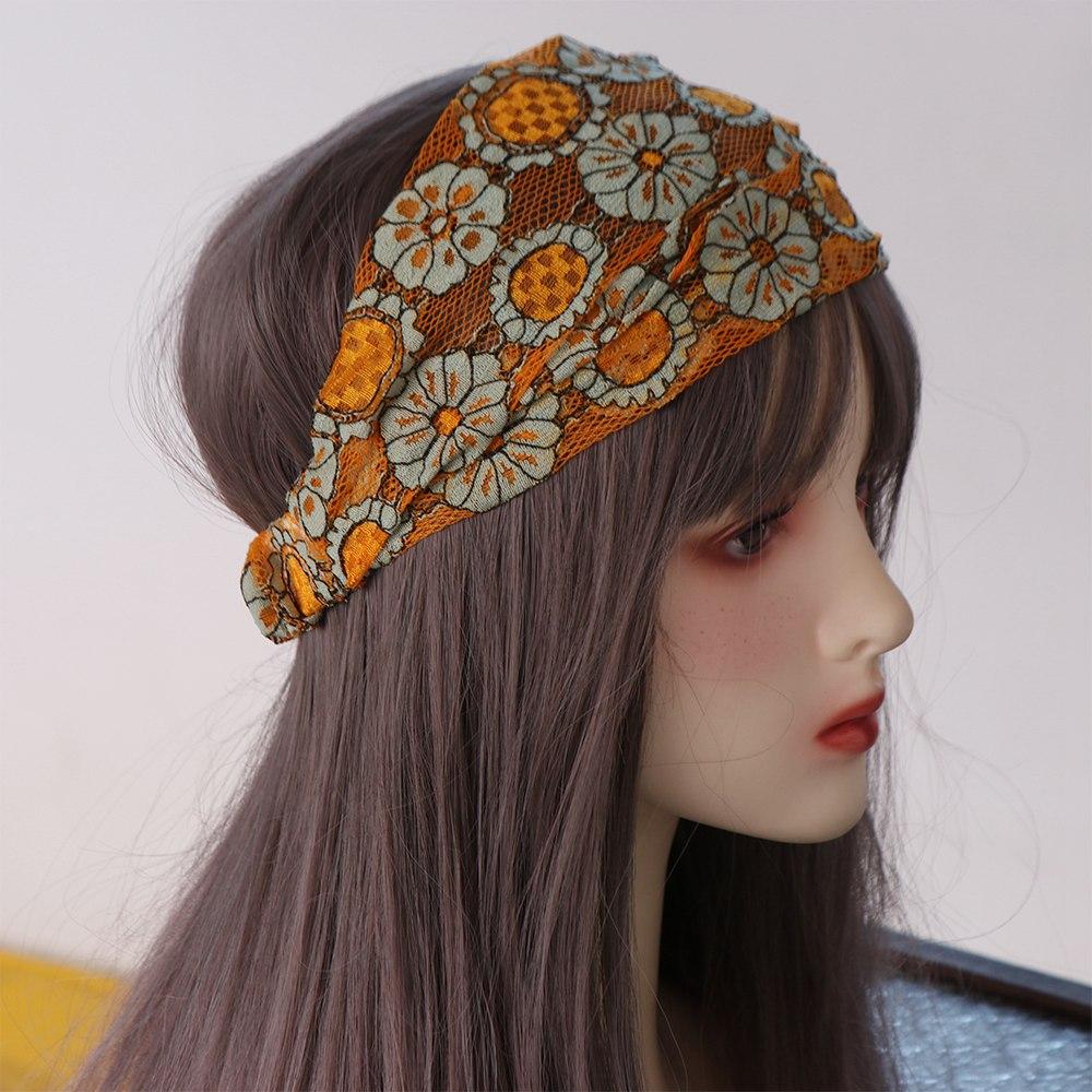 Hair Hoop Mesh Flower Headband Non Slip Wide Side Head Wrap Fashion Lace Hairbands Party