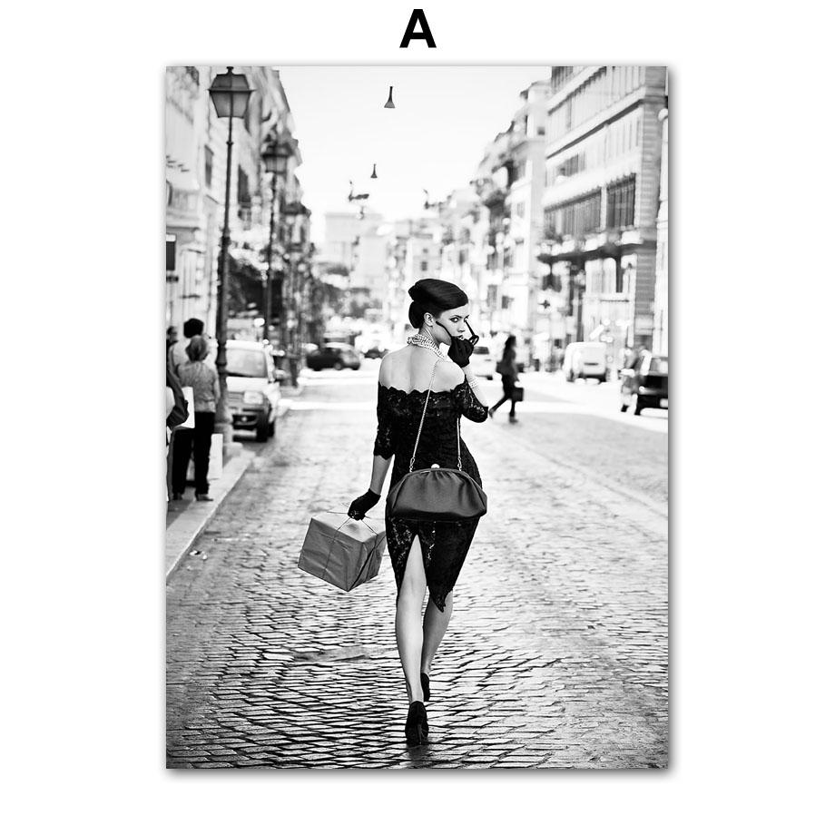 Wall Art Canvas Painting New York Fashion Girl Movie Actor Black White Vintage Posters And Prints Wall Picture Living Room Decor