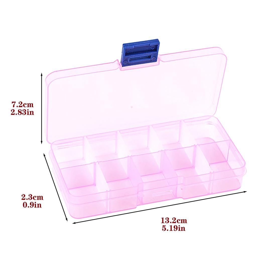 Foldable 10 Compartment Jewelry Bead Nail Tips Storage Box