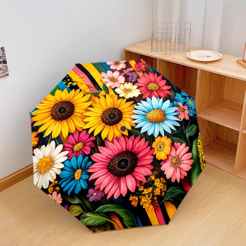 1 шт. Автоматический складной зонт - Рисунок подсолнухов, Портативный и складной дизайн с 8 спицами, Подарки на Рождество и день рождения