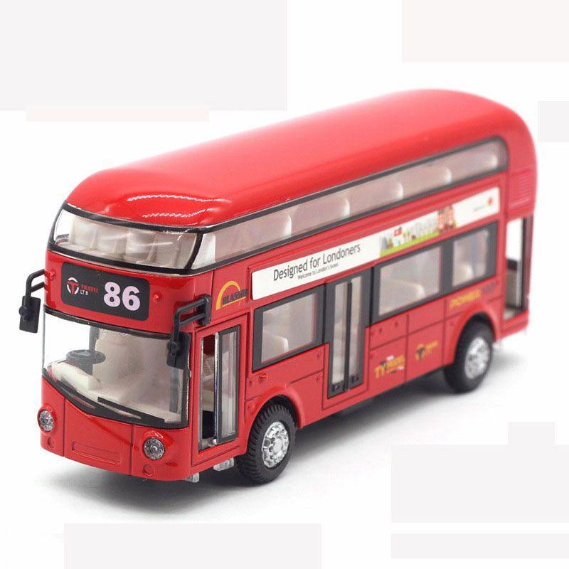 Premium Quality Double-decker Tour London City Bus Pull Back Car Kid Toy With Sound And Light