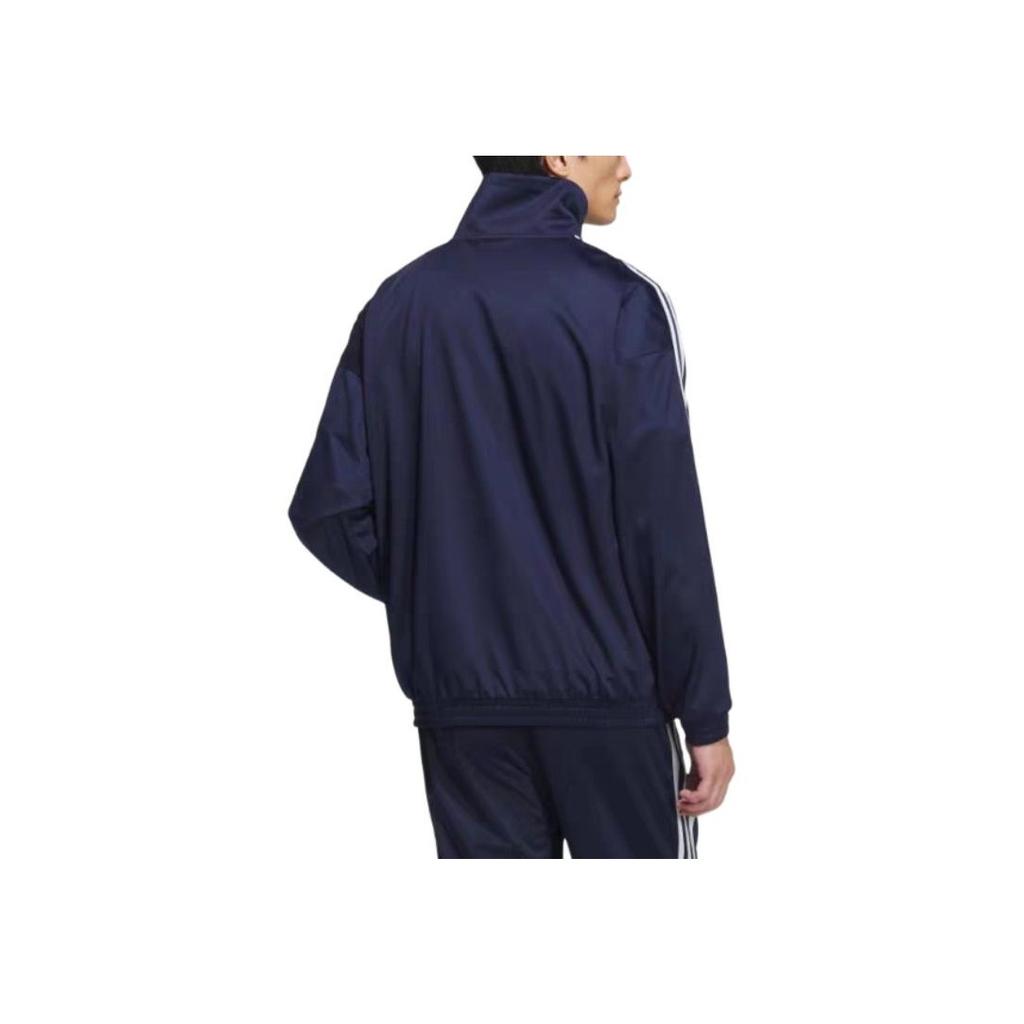 Adidas Оригинальная мягкая и удобная куртка в стиле ретро с длинным рукавом из серии Trefoil, универсальная спортивная полосатая куртка унисекс, цвет темно-индиго JL8398
