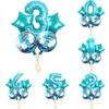 5 Pieces/set Mermaid Balloons Kit Gold Digit  Foil Balloon for Baby Birthday Party Decorations