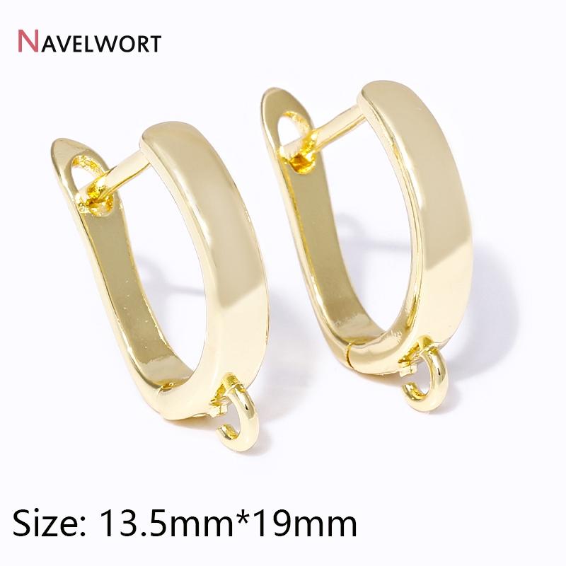 18K Gold Plated Brass Metal Earwires Basic Fasteners,Earring Fixtures,Inlaid Zircon Earring Hooks,Earring Making Supplies