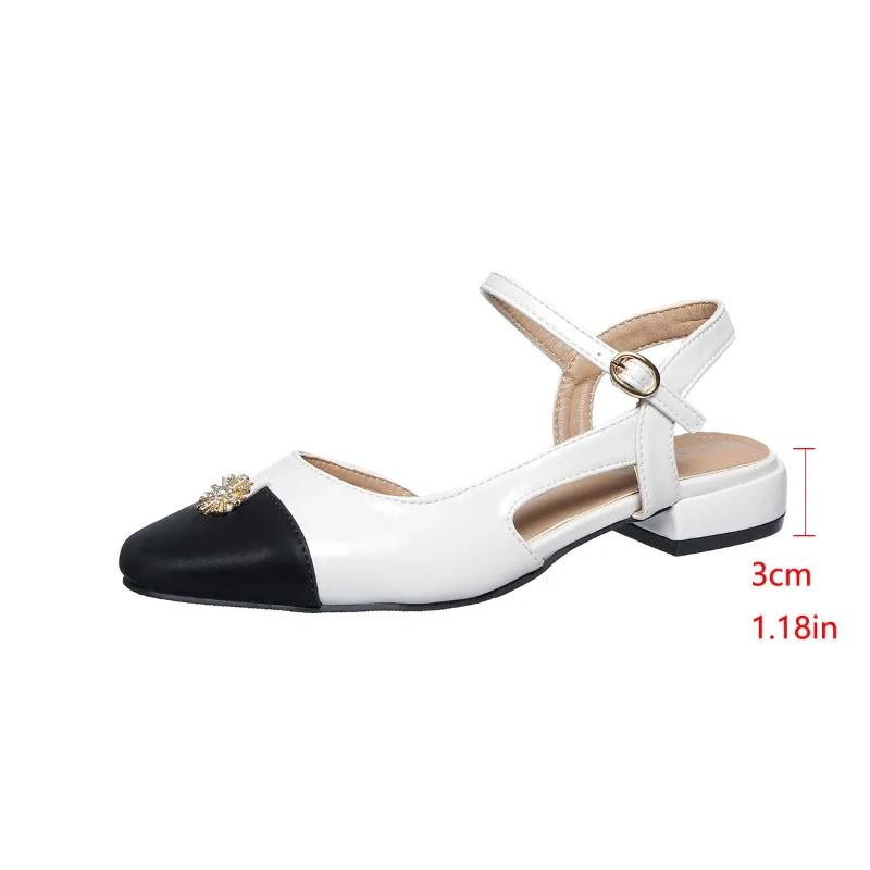 2024 Модная женская обувь с круглым носком, женская официальная обувь, толстый каблук, средний каблук, квадратный носок, свадебные босоножки для вечеринки, повседневная обувь