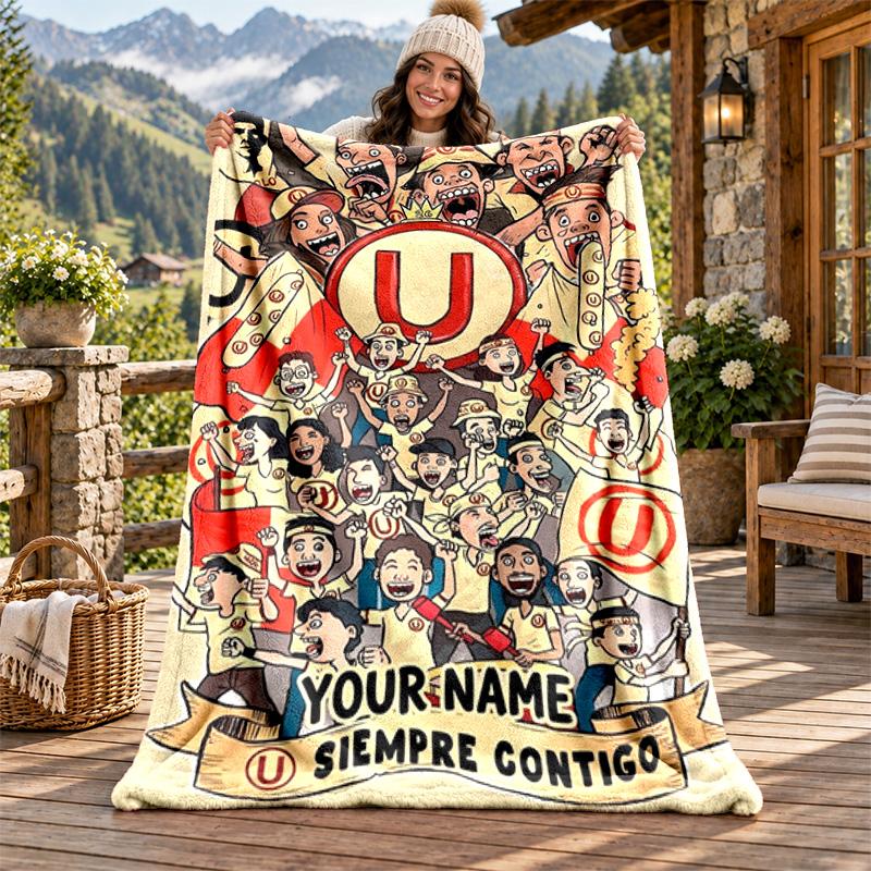 Club Universitario de Deportes Custom Name Flannel Blanket Personalized Soft Warm Plush Throw Blanket Customized Gift for Family Friends