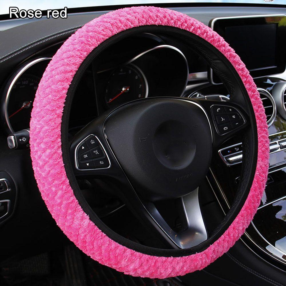 Auto Decoration Anti-Slip Protection Warm Plush Pearl Velvet Soft Car Steering Wheel Cover