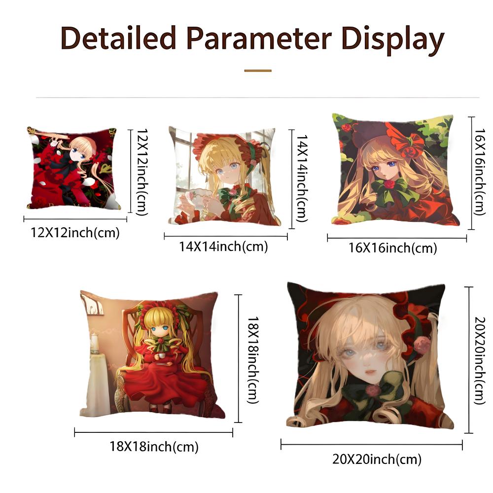 Anime Rozen Maiden Cushion Cover Cushion Cover Set 4Pcs 50X50 45X45 40X40 Pillowcase Decorative Sofa Home Decor