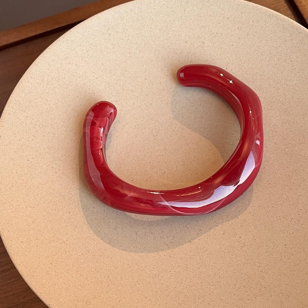 Браслеты с неровными манжетами Акриловый текстурный браслет Простой геометрический открытый браслет Женские украшения