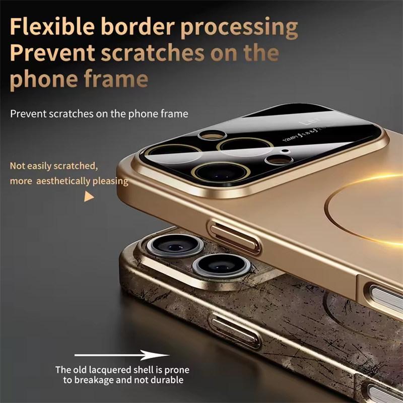 Роскошная защита камеры для чехла для телефона Magsafe для iPhone17 16 14 15 13 12 11 Pro Max Магнитный противоударный жесткий ПК Тонкая накладка