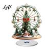 Festive Desktop Decor Acrylic Ferris Wheel Christmas Ornament 360° Rotating Snow House Tabletop Holiday Ornaments Decor Decoration for Offices Home