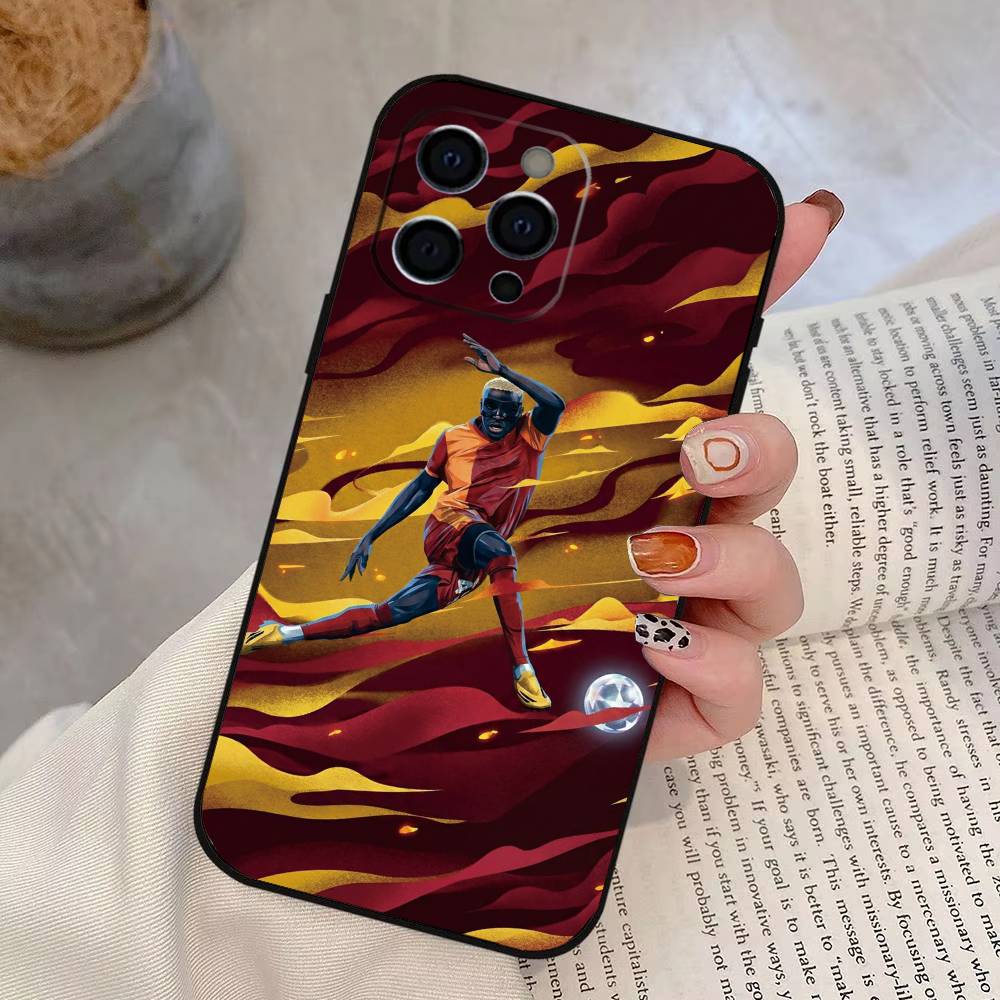 Футбольный V-Victor O-Osimhen Чехол для телефона для iPhone 17,16,15,14,13,12,11 Plus,Pro Max,XS,Мягкий силиконовый черный чехол