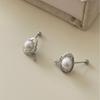 925 Silver Needle Planet Zircon Earrings Women's Simple ins Wind Pearl Earrings Niche Design Ear Jewelry