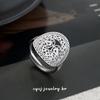 Cuiyan Shijie S925 Silver Korean Hollow Pattern Ring for Women, New Chinese Style Fashion Ring