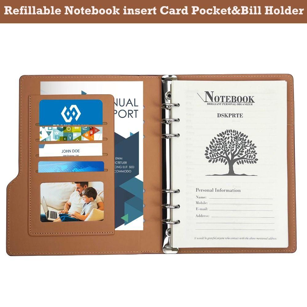 A5 Leather Notebook Writing Pads Daily Planner Binder Hardcover Notebook Office