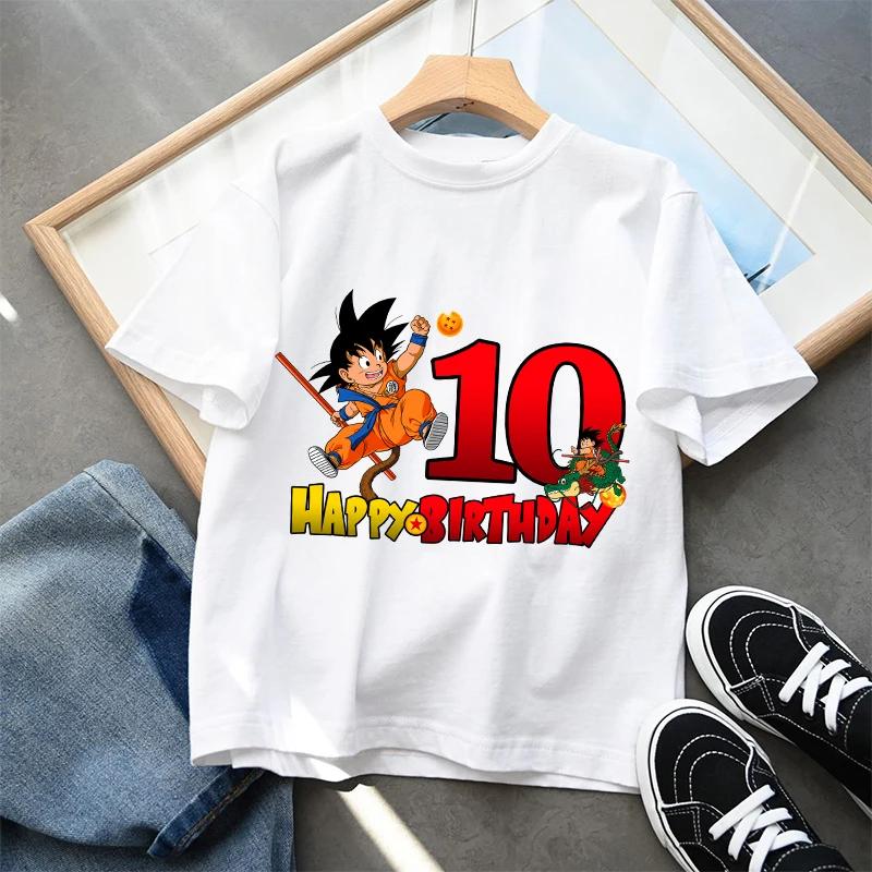 Футболка Dragon Ball Goku Летняя Белая Детская С Короткими Рукавами Хлопковая Одежда Мультяшное Аниме Детская Каваи Милая Подарки Дышащая Мягкая