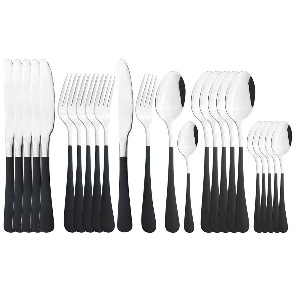 Набор столовых приборов из розового золота, столовые приборы из нержавеющей стали, 6 компл., обеденные ножи, вилки, кофейная ложка, столовая посуда, набор кухонной посуды