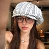 Spring Summer Octagonal Hat Thin Painter Caps Vintage Striped Berets  Outdoor