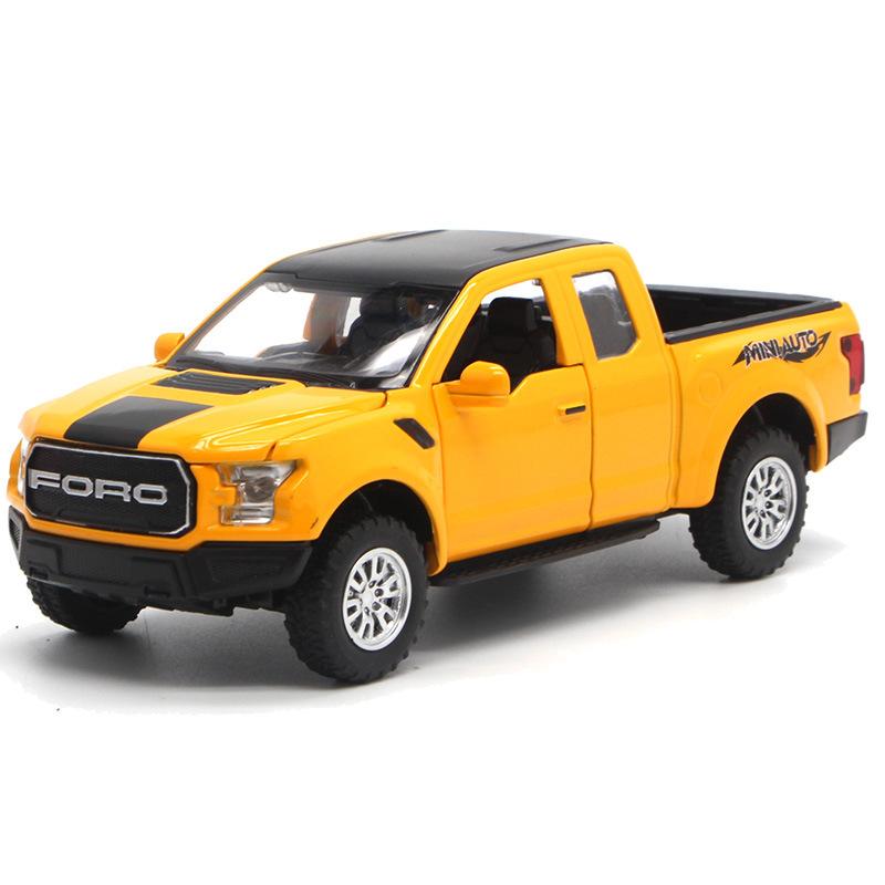 1:32-масштабная модель автомобиля пикап Ford Raptor F150, литой игрушечный автомобиль с откидным механизмом со звуком и светом для детей, мальчиков и девочек, металлический корпус