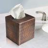 Hand Hammered Tissue Box Square Cover Holder and Dispenser Rust-Resistant Tissue Box for Office & Bathroom