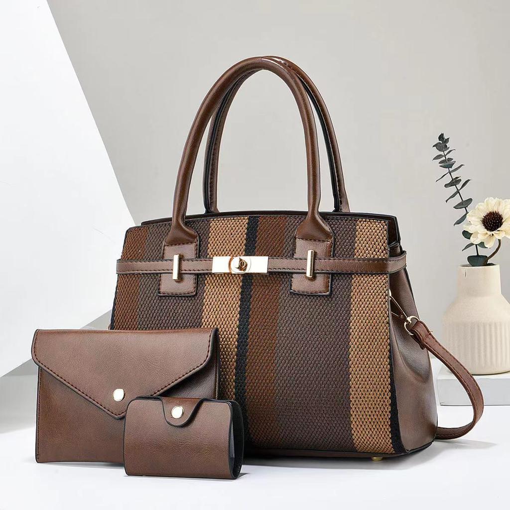 Новые женские сумки, сумки «мать и дитя», набор из трех предметов, сумки в цветную полоску, сумки-тоут, сумки через плечо.