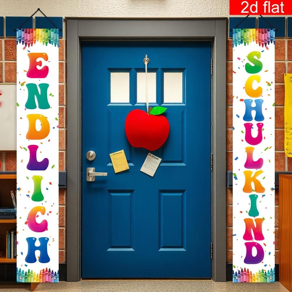 Back to School Porch Sign Colored Crayon Rainbow Font Entrances 1 Pair Indoor Outdoor Decor