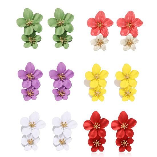 1 Pair Ear Studs Trendy Non-allergic Exquisite Elegant Double Layer Flower Design Women Earrings