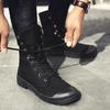 FashionCloth Мужские простые стильные модные высокие ботильоны в стиле милитари Кожаные ботинки на шнуровке с заклепками