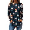 Женская свободная футболка с круглым вырезом и рождественским принтом, длинный рукав, пуловер, толстовка с длинными рукавами