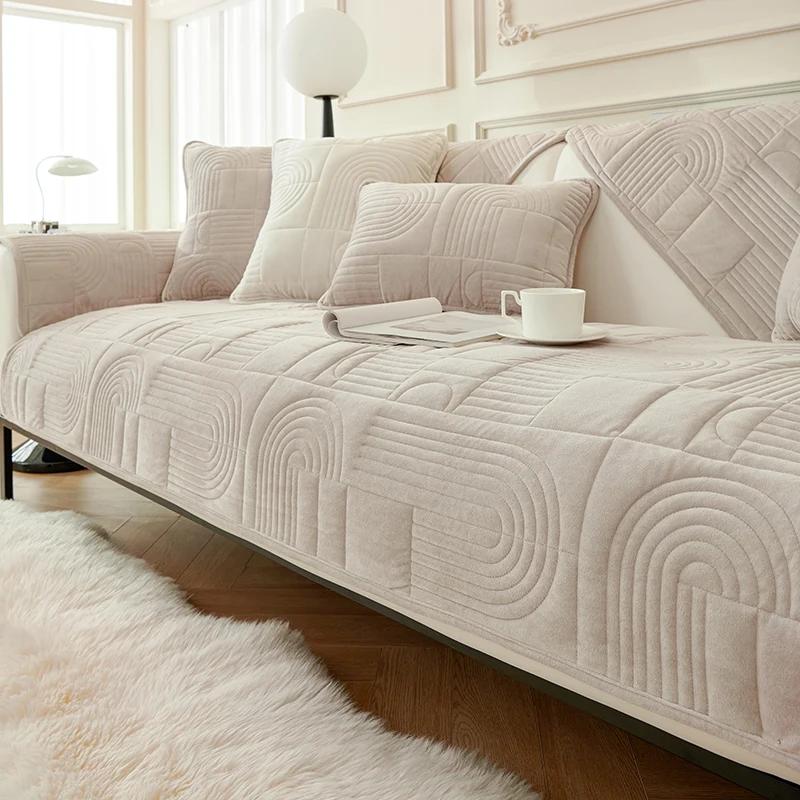 Plush Mat Soft Sofa Cover Nonslip Couch Cover For Living Room Chaise Lounge Sofa Slipcovers Universal L Shape Corner Sofa Towel