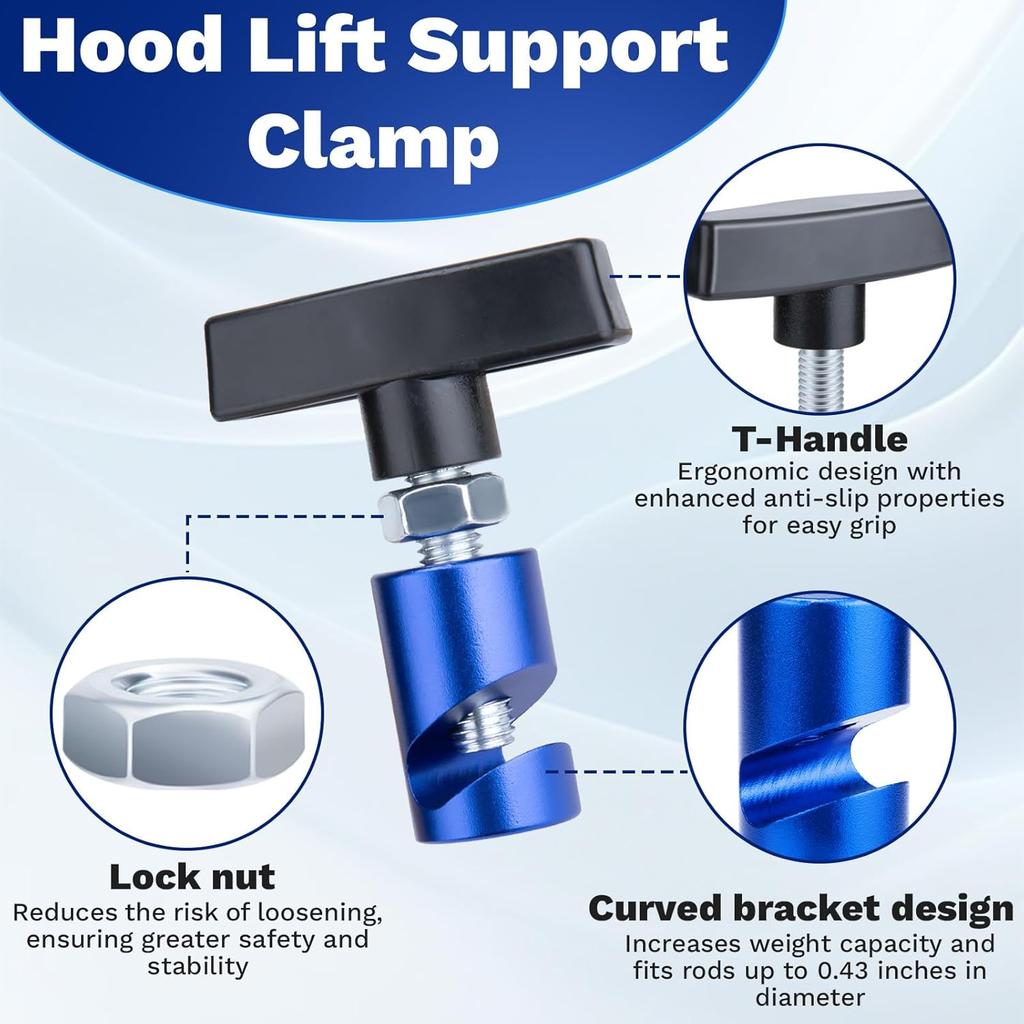 2 PCS Car Hood Prop Struts Clamp, Hood Strut Clamp, Car Lift Support Retaining Clip, 0.43 Inch Hood Lift Support Clip For Car, Automotive Tools For