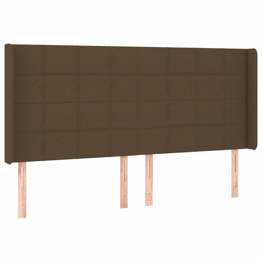 Box Spring Bed with Mattress & LED Dark Brown 200x200 cm Fabric