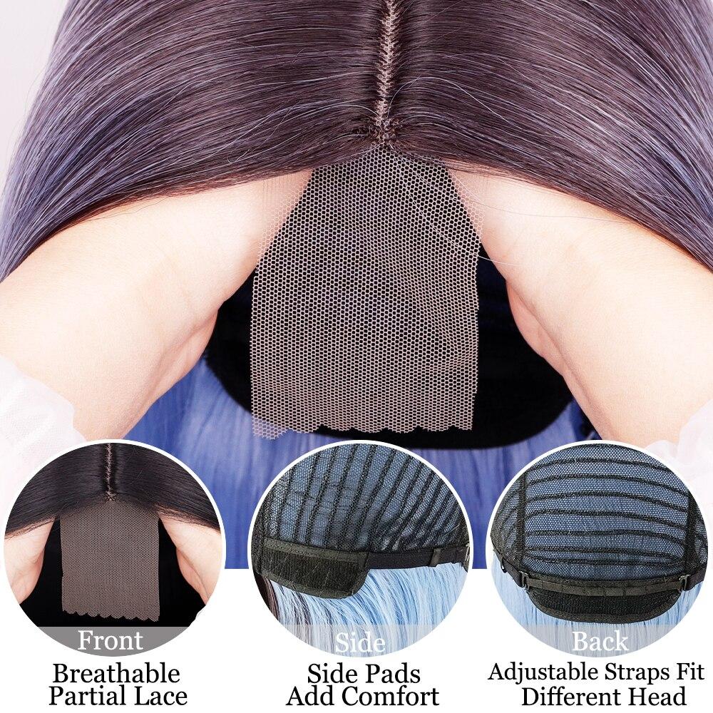 LISI HAIR Длинный прямой черный, синий парик, парик из синтетических волос, красный, бордовый, розовый, с омбре, частичные кружевные парики для женщин, парик средней части