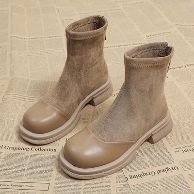 Мода 2024 года, высококачественная женская обувь, женские сапоги с застежкой-молнией сзади, модные современные сапоги с круглым носком, женские брендовые короткие плюшевые ботильоныzapatos