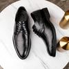 2025 New Spring Black Japanese and Korean Pointed Business Dress Leather Shoes Men's Leather Casual Derby Shoes Lace-up Trend
