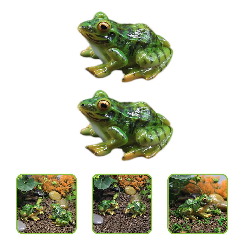 2 шт. декоративная имитация игрушечной лягушки лягушки мини смоляные модели животных украшения ландшафтный дизайн украшения