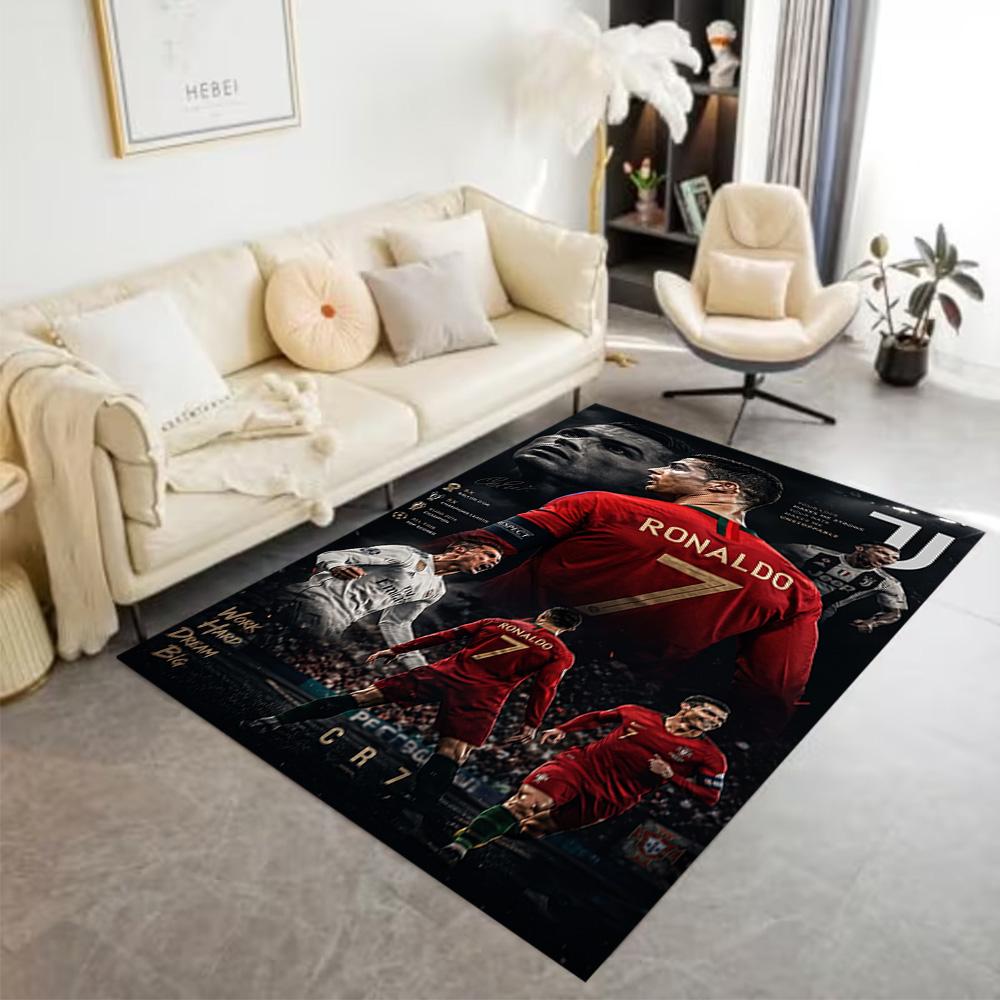 Ronaldo's Legacy Football Floor Mat Perfect for Study room Foyer Playrooms Balcony Anti-slip Rug Decorate Offices Gift for Festivals