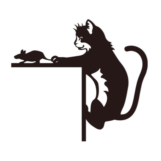 Yousheng Black Cat Дверной топпер Деревянная кошка и мышь Дверная рама Украшение для игр с кошкой Угловой декор для двери Подарок для любителей кошек