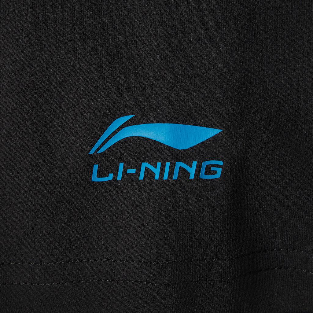 Li-Ning Удобная футболка с круглым вырезом, коротким рукавом и свободного кроя с принтом букв, мужские топы, черная AHSV365-1