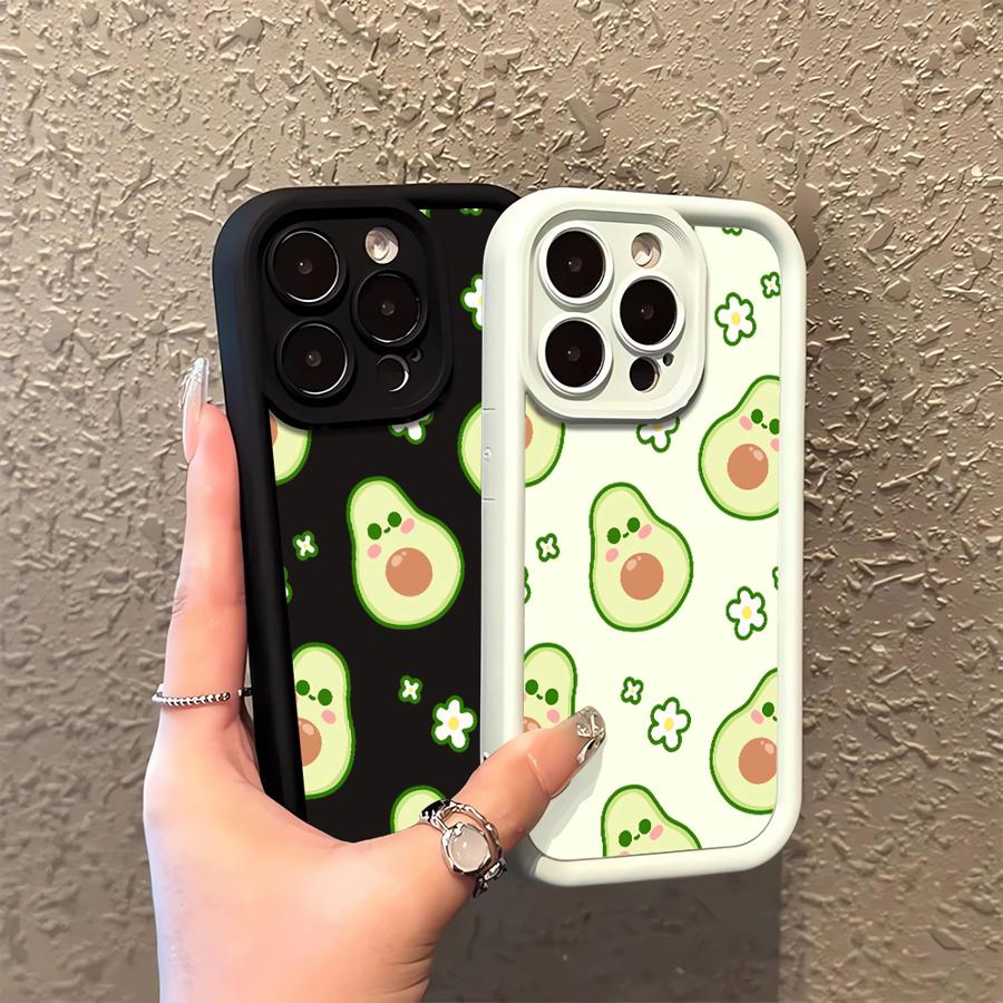 Phone Case for iPhone 16 15 Pro Max 13 12 11 Pro 14ProMax 16Plus 12Pro 16e 13Pro Soft Cover Shell Cartoon Avocado