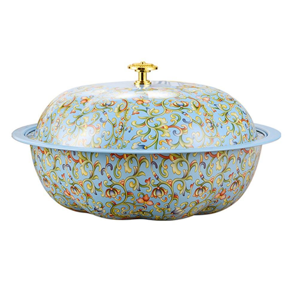 Large Capacity Floral Pot with Lid 30cm Food Tray Bowl Basin For Buffet and Raya Celebrations